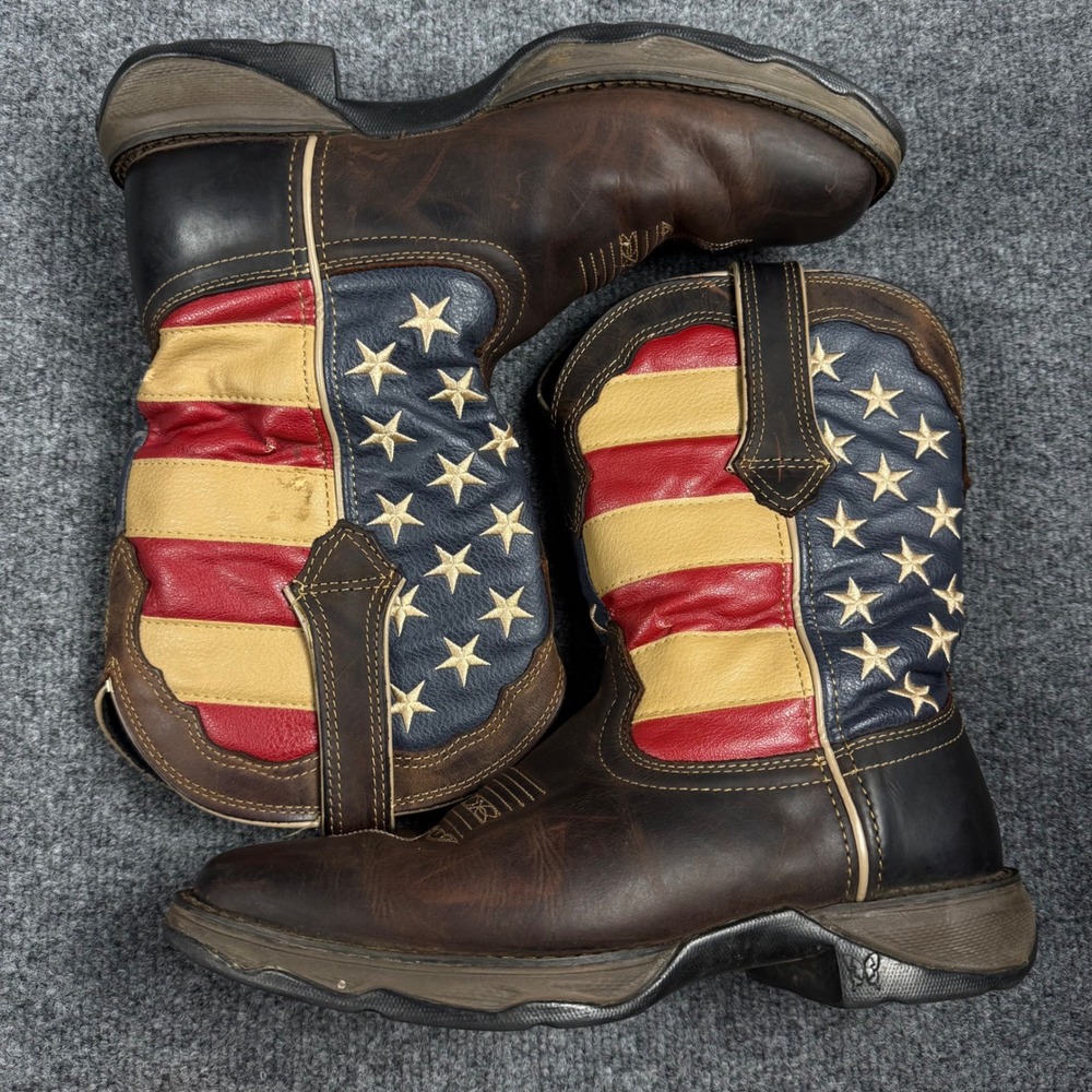 Durango Lady Rebel American Flag Western Boots Brown Leather RD4414 Womens 8M